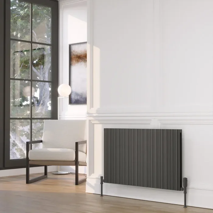 Kartell Quebec Double Panel Horizontal Designer Radiator – Grey