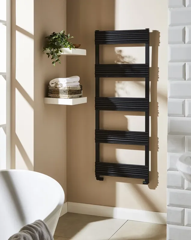 Kartell Sherbrooke Vertical Straight Designer Heated Towel Rail – Black