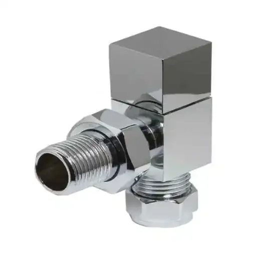 Kartell Square Angled Radiator Valve Pair – Chrome