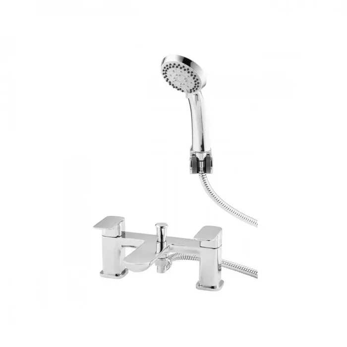 Kartell Visage Deck Mounted Bath Shower Mixer Tap With Hose And Handset – Chrome