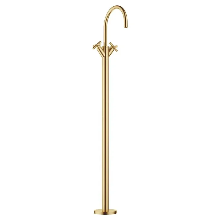Lavatory Faucet TARA Mixer with Stand Pipe 2 Cross ADA WaterSense Brushed Durabrass 1.2 Gallons per Minute Less Drain 1 Hole