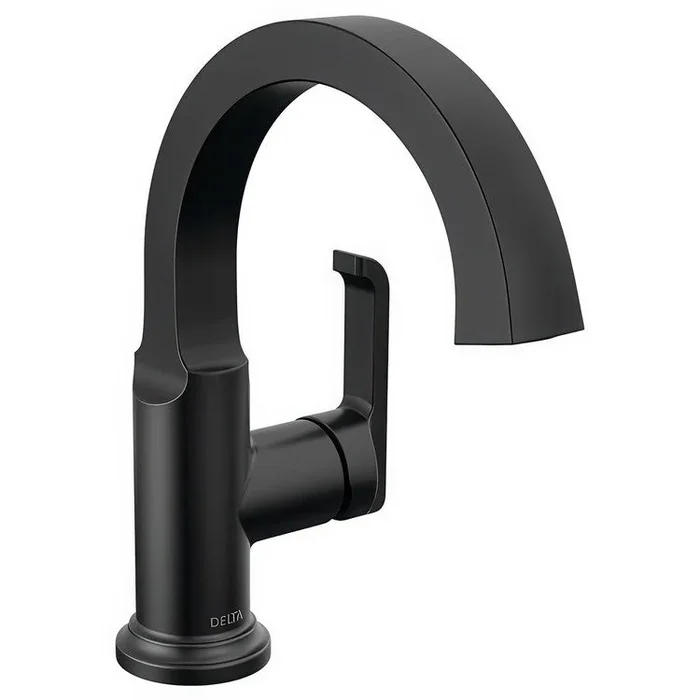 Lavatory Faucet Tetra 1 Lever ADA WaterSense Matte Black 1.2 Gallons per Minute Deck Mid Arc Metal Pop-Up 1 Hole Diamond Seal Technology