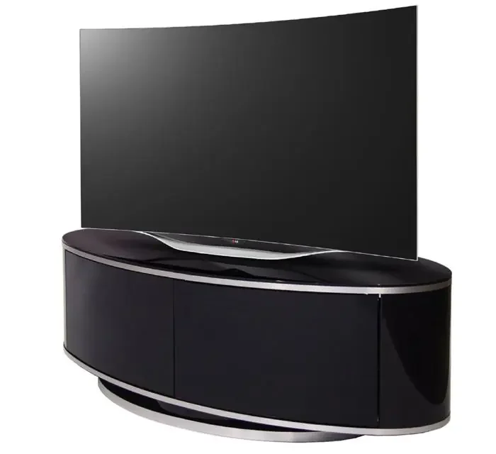 MDA Designs Luna High Gloss Black Oval TV Cabinet