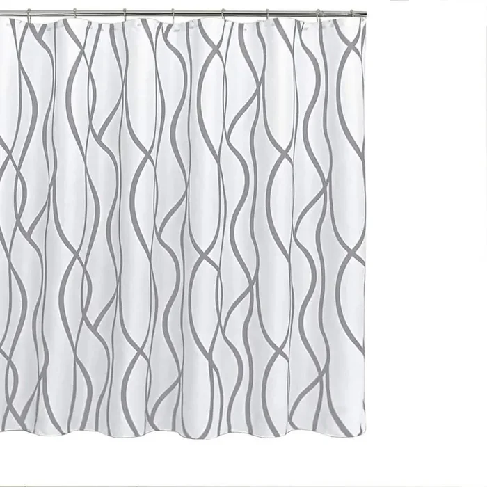 Modern Striped Design 72 in. W x 72 in. L Fabric Shower Curtain Linen in Silver Grey