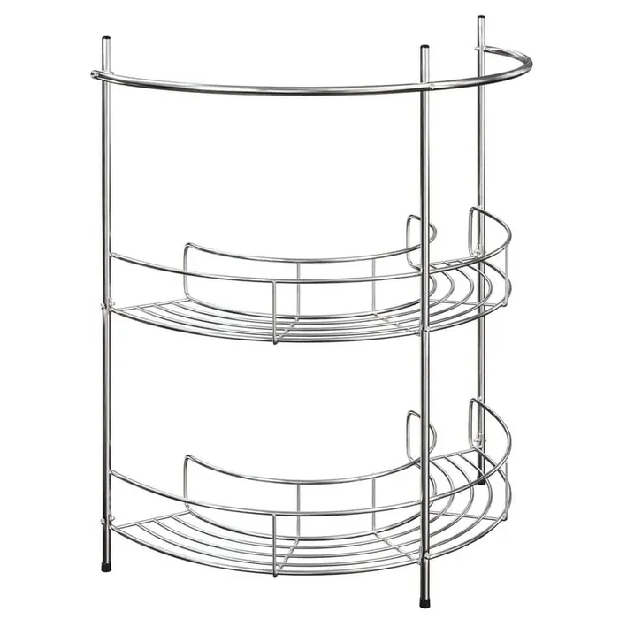 Pedestal Under Sink 2 Shelves Bathroom Organizer in Silver