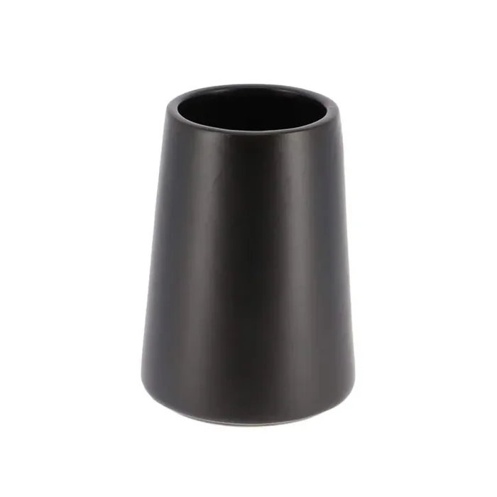 Smooth Freestanding Water Tumbler or Toothbrush Holder Flared Shape Black