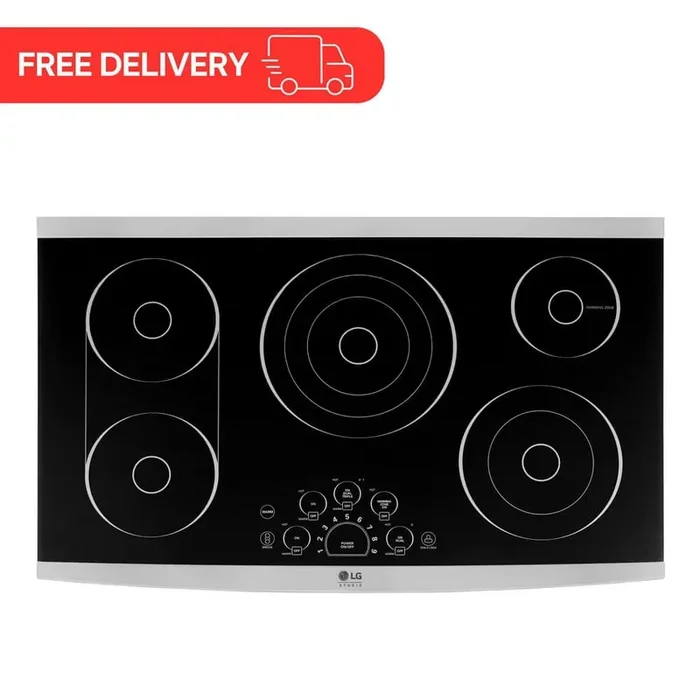 STUDIO 36 in. Radiant Electric Cooktop in Stainless Steel with 5 Burner Elements and SmoothTouch Controls