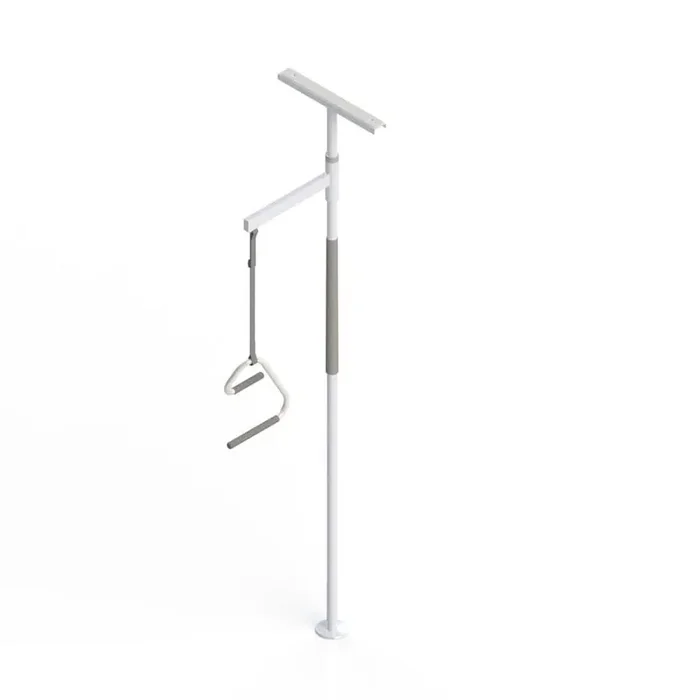 SuperPole with SuperTrapeze 93-99 in. x 1.5 in. Floor to Ceiling Pole with Overhead Trapeze (300 lb. Capacity) in White