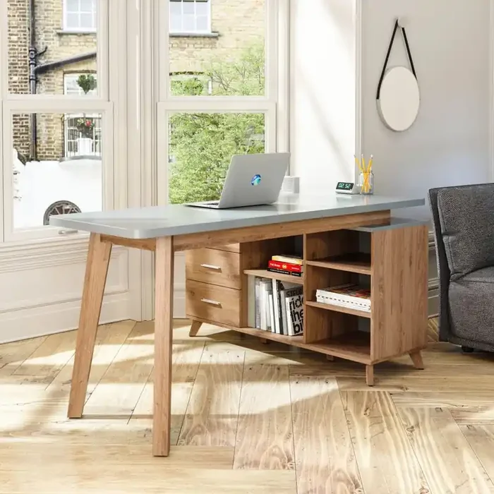 Teknik Axis Home Office Desk in Oak and Grey (7700008)