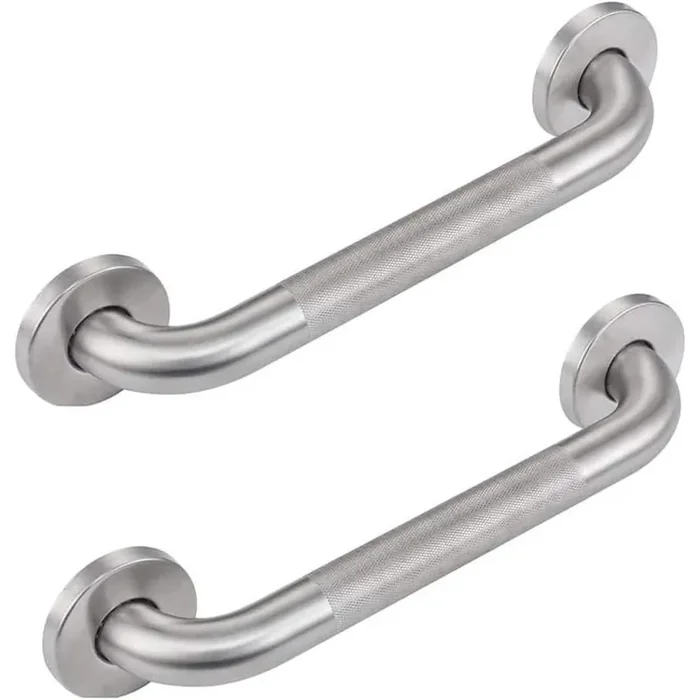 Textured Handicap Grab Bar for Shower 12 in. Concealed Screw Shower Handles for Elderly Brushed Nickel Finish Anti-Slip
