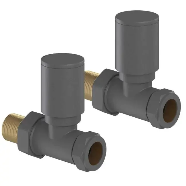 Tissino Hugo2 Straight Radiator Valves Pair – Anthracite