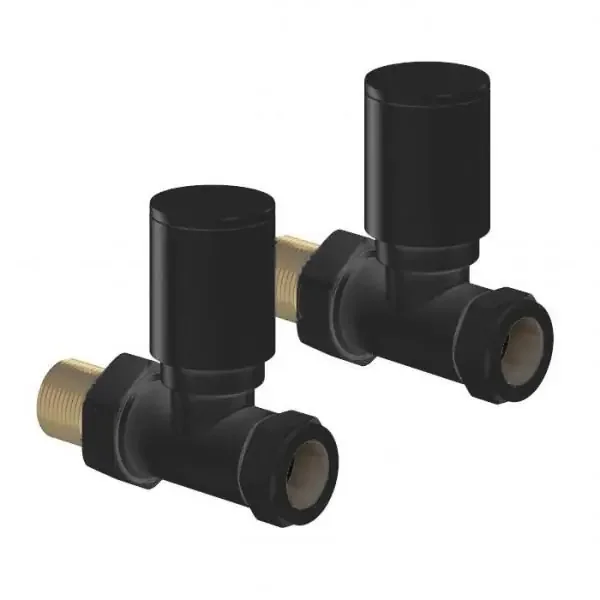Tissino Hugo2 Straight Radiator Valves Pair – Matt Black
