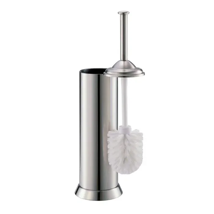 Toilet Brush with Holder in Satin Nickel