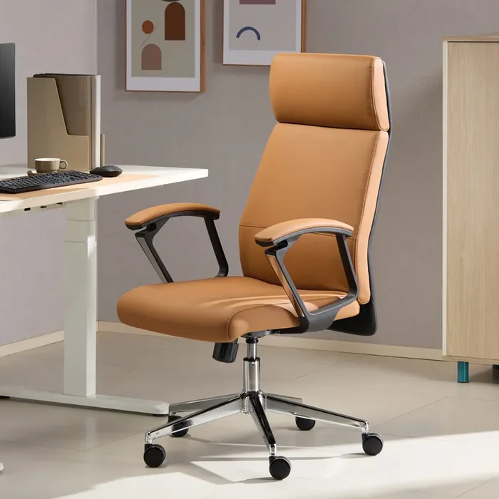 TTAP London Tan Leather Faced Office Chair