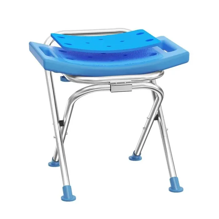 Upgraded Folding Shower Chair 17.68 in W Portable Anti-Slip Heavy Duty Stainless Steel Shower Seat White