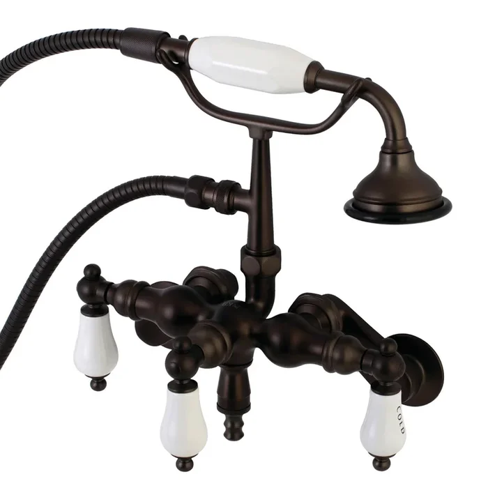 Vintage AE423T5 Three-Handle 2-Hole Tub Wall Mount Clawfoot Tub Faucet with Hand Shower, Oil Rubbed Bronze
