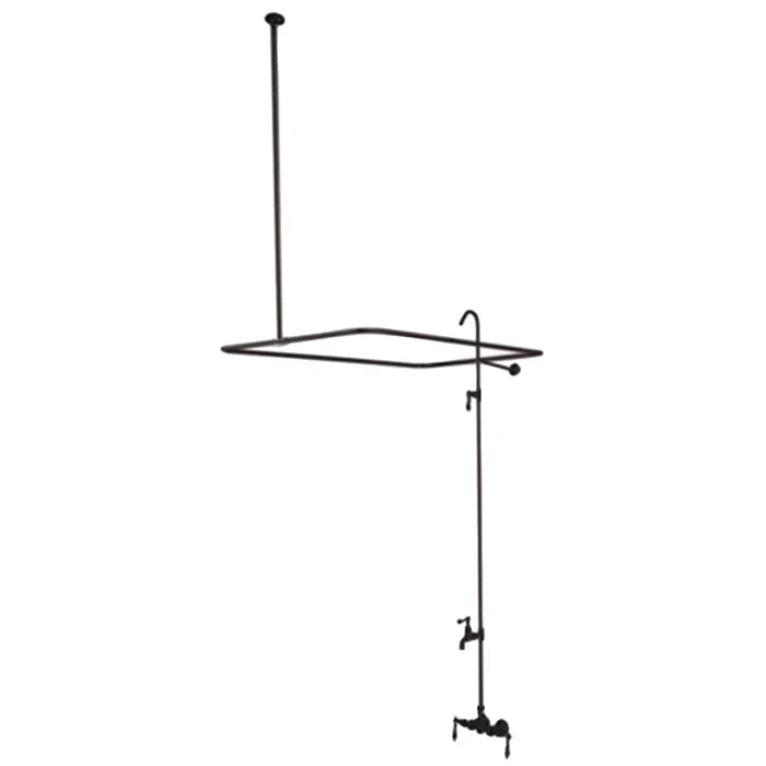 Vintage CC61T5 Four-Handle 2-Hole Tub Wall Mount Clawfoot Tub Faucet with Shower Enclosure, Oil Rubbed Bronze