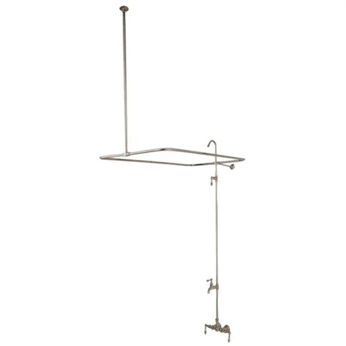 Vintage CC61T8 Four-Handle 2-Hole Tub Wall Mount Clawfoot Tub Faucet with Shower Enclosure, Brushed Nickel