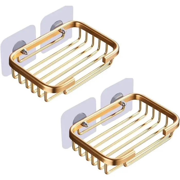 Wall Mounted Soap Dishes with Stainless Steel in Gold in 2 Tier