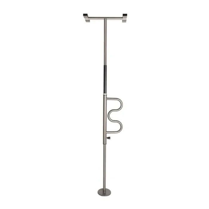 Wonder Pole, Adjustable 84 in. to 120 in. Curved Grab Bar, Tension Mounted Floor to Ceiling Security Pole in Graphite