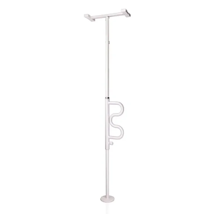 Wonder Pole, Adjustable 84 in. to 120 in. Curved Grab Bar, Tension Mounted Floor to Ceiling Security Pole in White