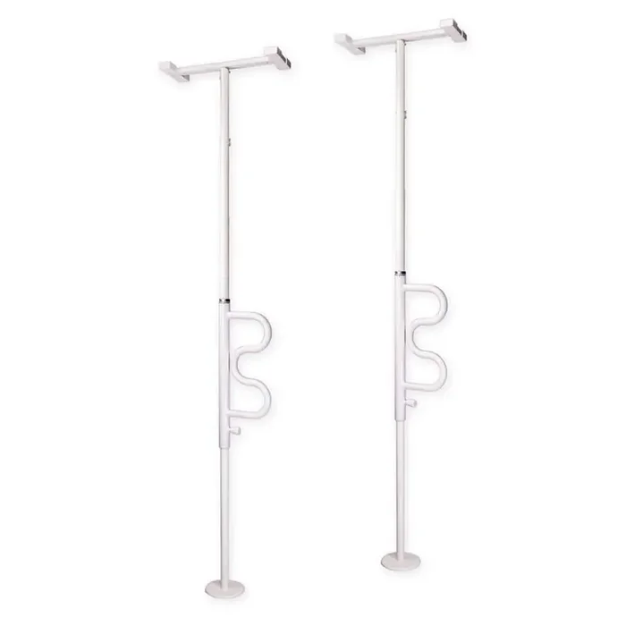 Wonder Pole, Adjustable 84 in. to 120 in. Grab Bar, Tension Mounted Floor to Ceiling Security Pole in White (2-Pack)